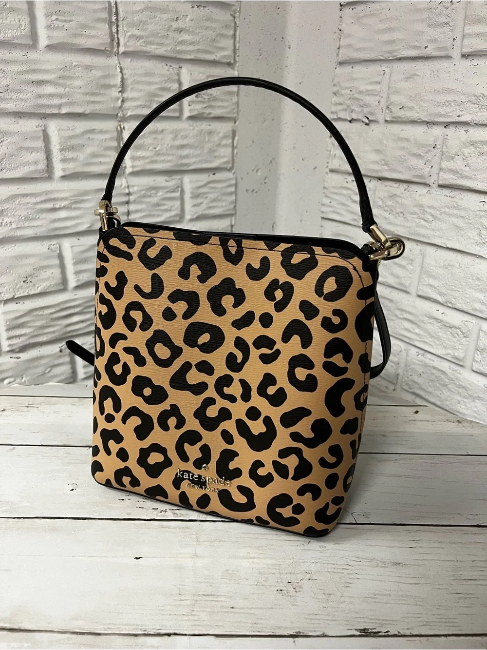 Kate Spade Darcy Graphic Leopard Small Bucket Bag